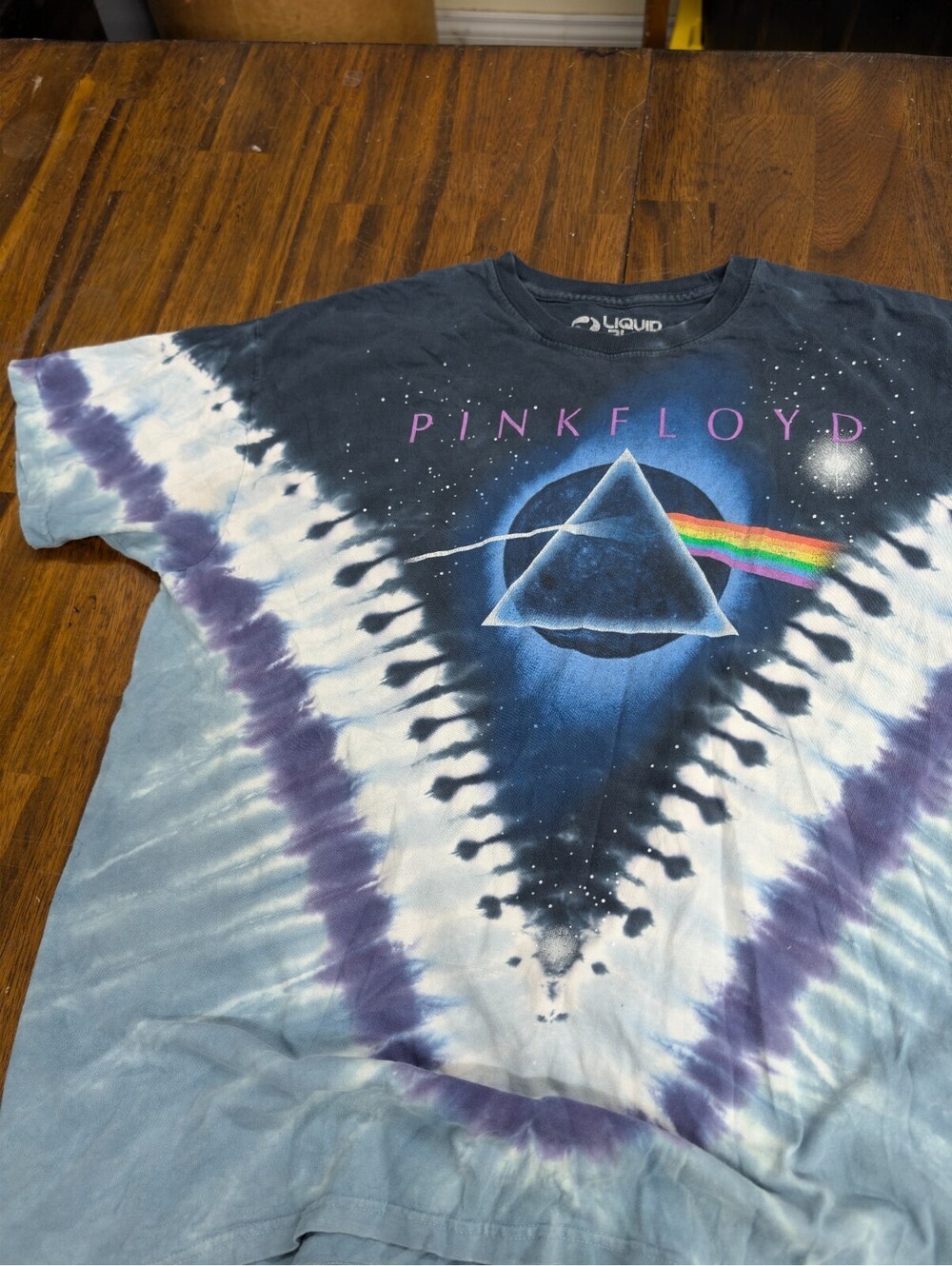 Dark Side of Moon Pink Floyd Liquid Blue T-Shirt XL Tie Dye